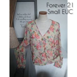 Forever 21 Floral Sheer Small Blouse